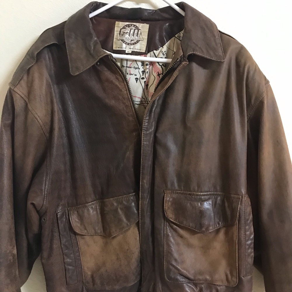 Global Identity Leather Bomber Jacket